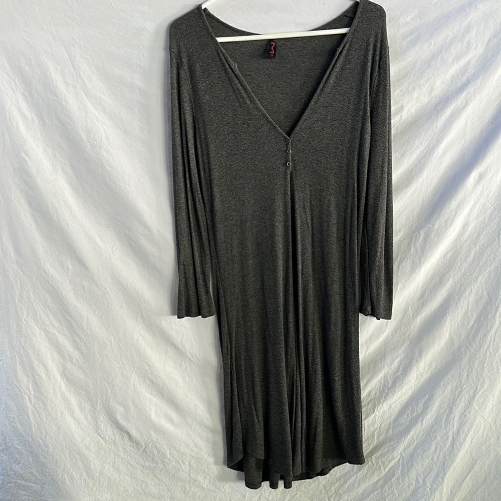Dark gray ribbed Henley tunic or short dress size XL